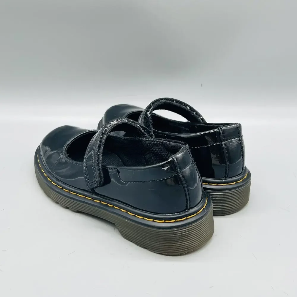 Dr Martens Shoes Girls 13 Black Patent MACCY Mary Jane Hook & Loop Dress School